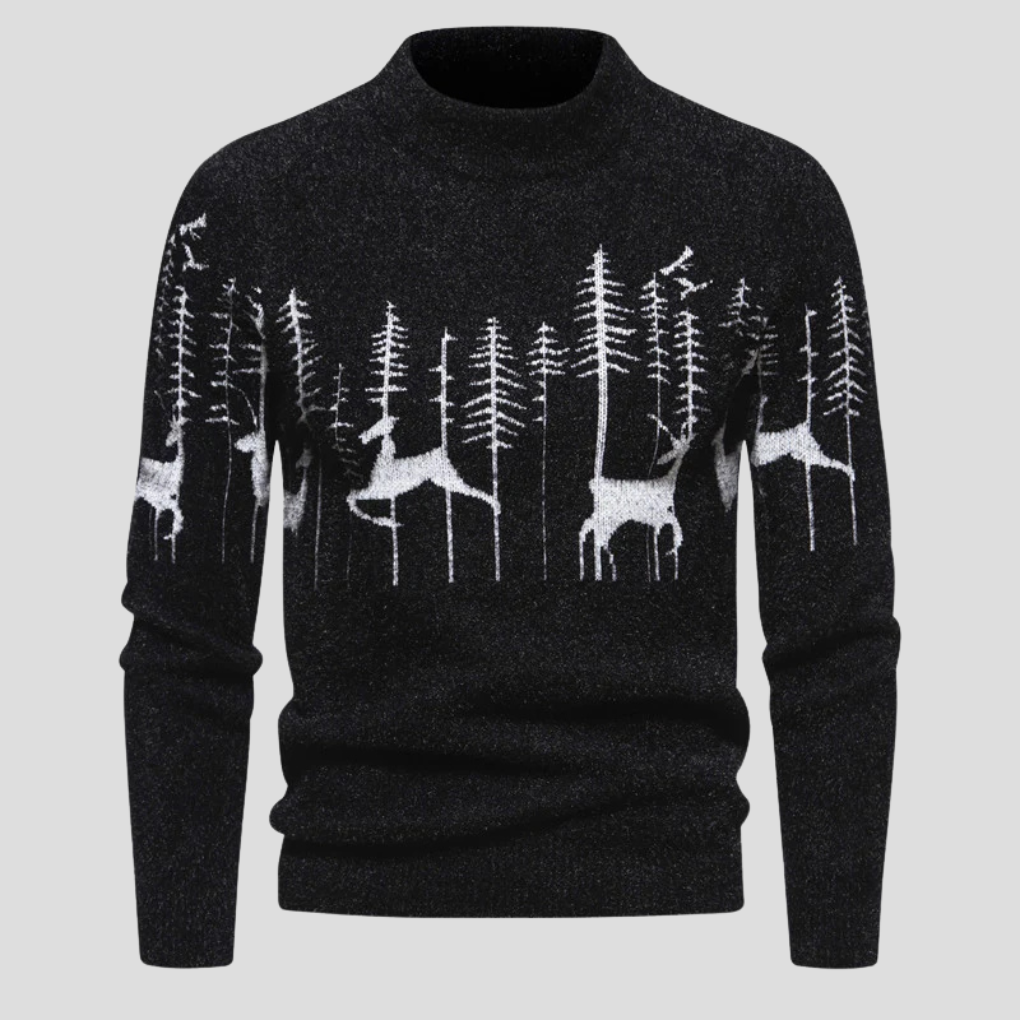Michael | Herren Weihnachts-Pullover mit Rentier- und Waldmotiv