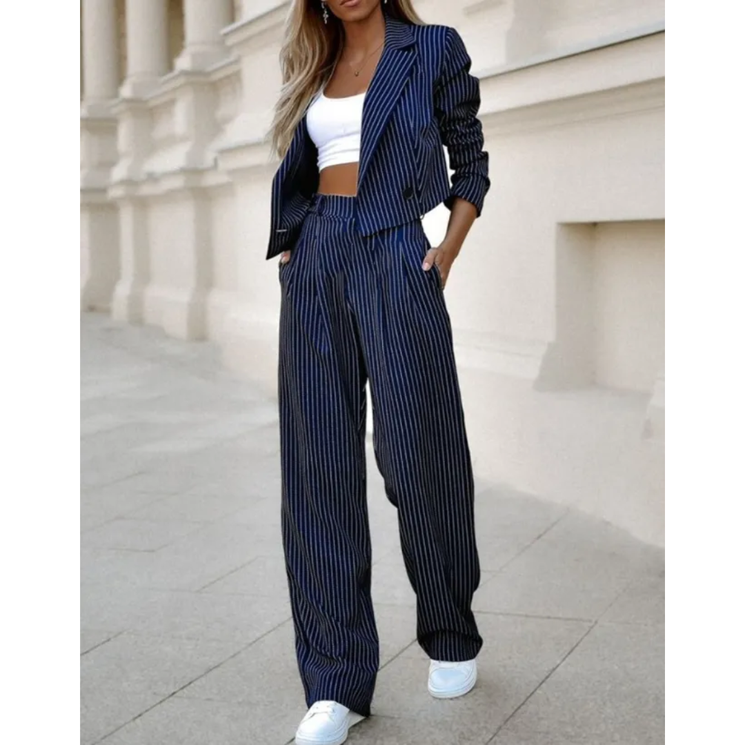 Irina | Damen Zweiteiliges Blazer Set mit Streifen - Elle Zürich