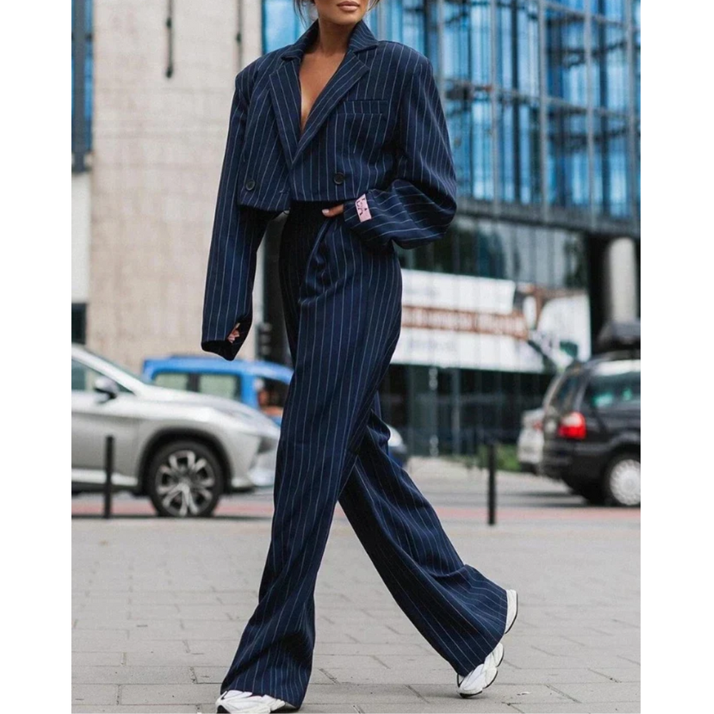 Irina | Damen Zweiteiliges Blazer Set mit Streifen - Elle Zürich