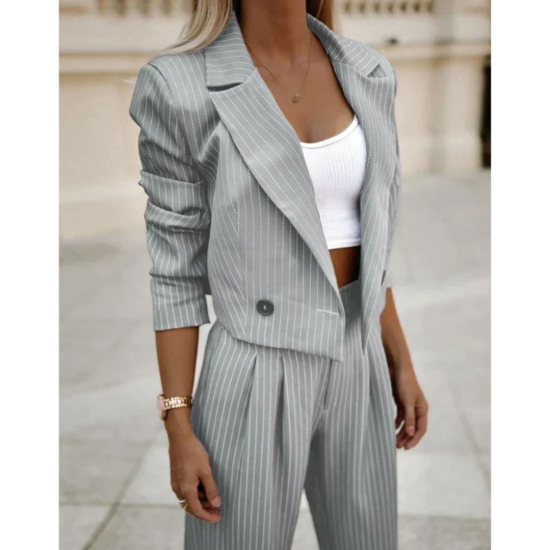 Irina | Damen Zweiteiliges Blazer Set mit Streifen - Elle Zürich