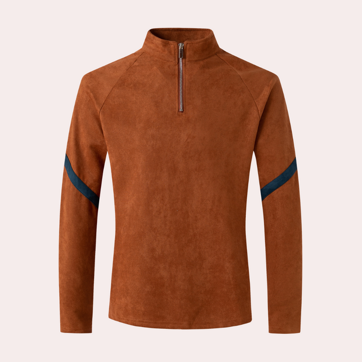Moritz | Herren-Quarter-Zip-Pullover mit gestreiften Ärmeln - Elle Zürich