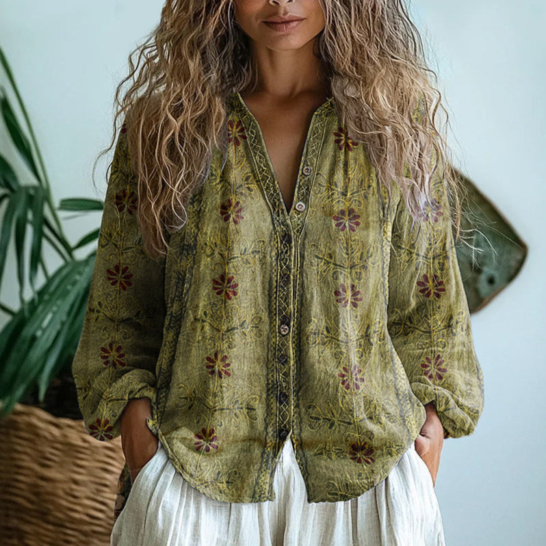 Amanda | Damen Blumen Button-Up Bluse - Elle Zürich