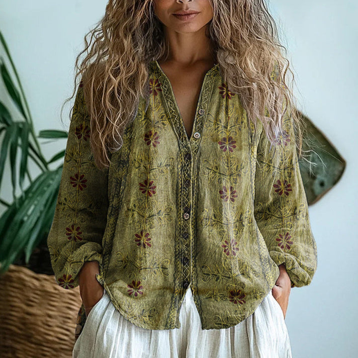 Amanda | Damen Blumen Button-Up Bluse - Elle Zürich