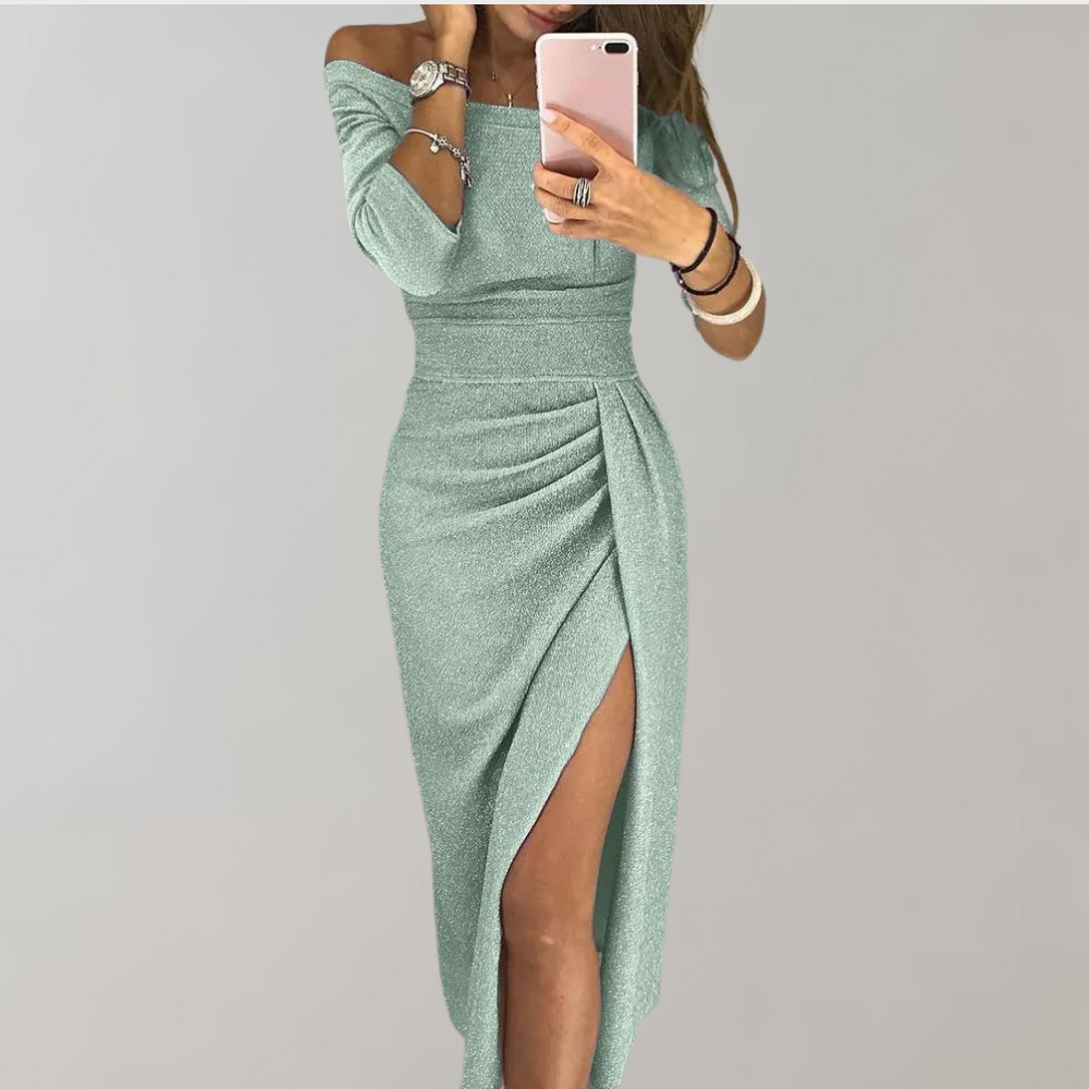 Elfriede | Schulterfreies Gerafftes Kleid Für Damen - Elle Zürich