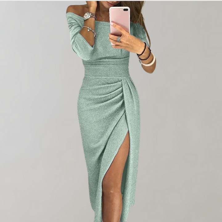 Elfriede | Schulterfreies Gerafftes Kleid Für Damen - Elle Zürich