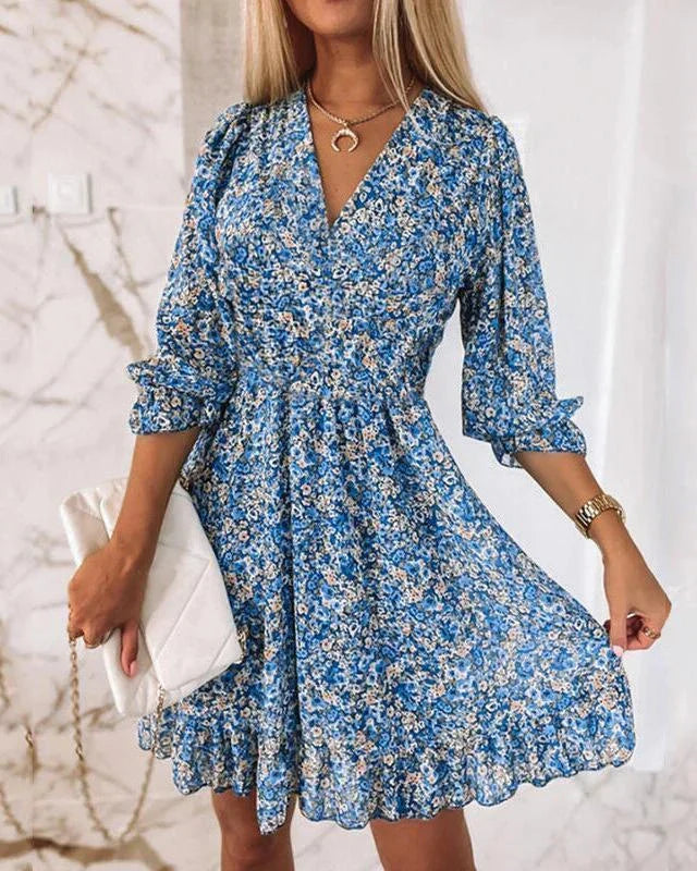 Laura | Elegantes Boho Sommerkleid mit V-Ausschnitt - Elle Zürich