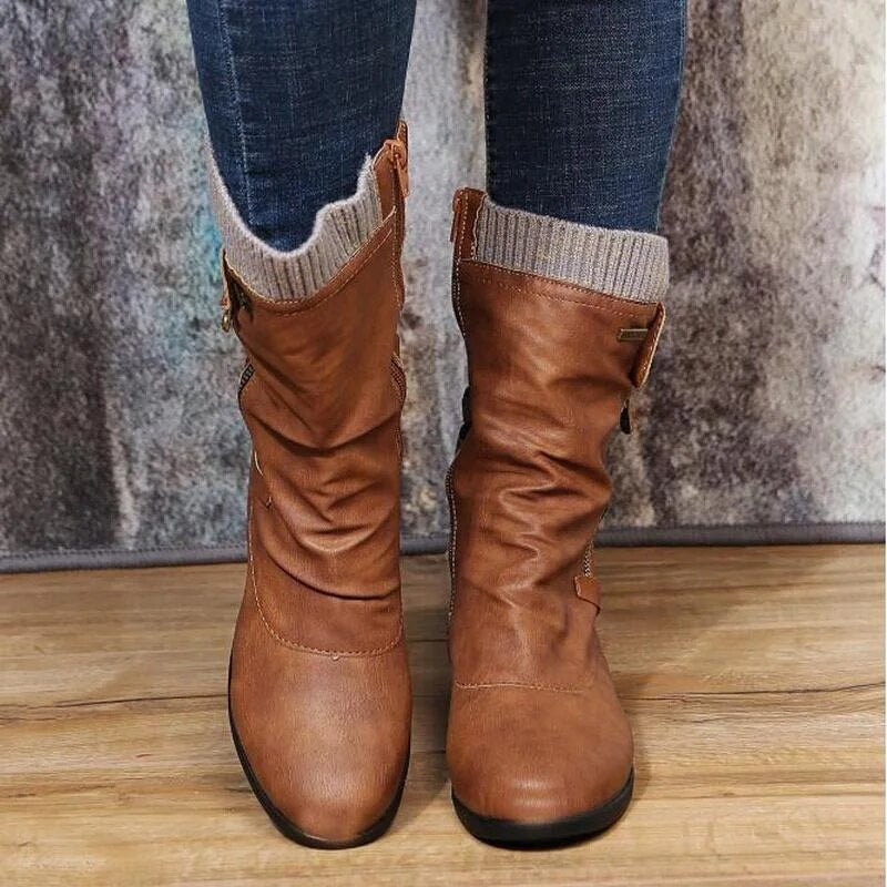 Felicia | Damen Stiefel Mid Calf mit seitlichem Reißverschluss - Elle Zürich