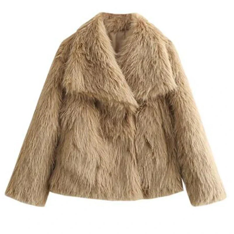 Angela | Damen Kurze Kunstpelz Wintermode Jacke