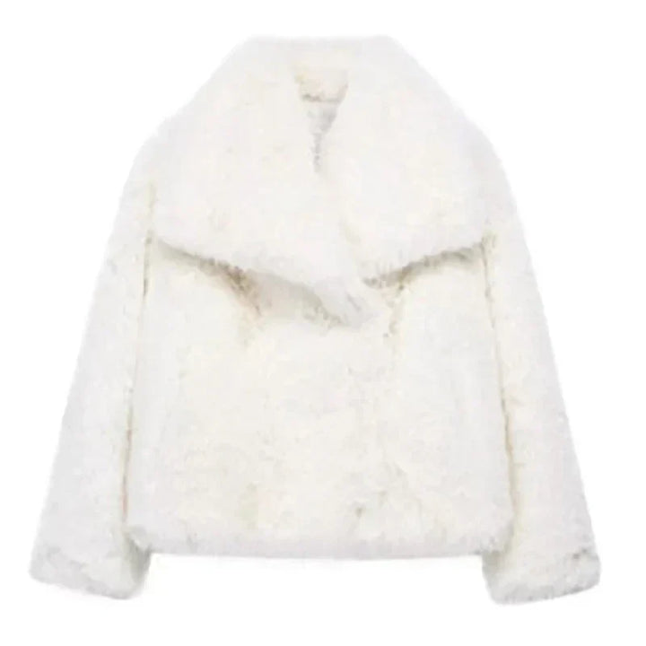 Angela | Damen Kurze Kunstpelz Wintermode Jacke