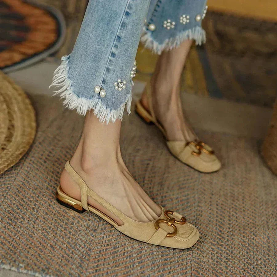 Julia | Stilvolle Damen Slingback Ballerinas mit Schnallen Akzent - Elle Zürich