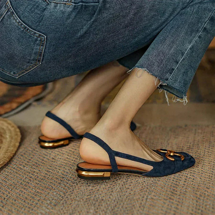 Julia | Stilvolle Damen Slingback Ballerinas mit Schnallen Akzent - Elle Zürich