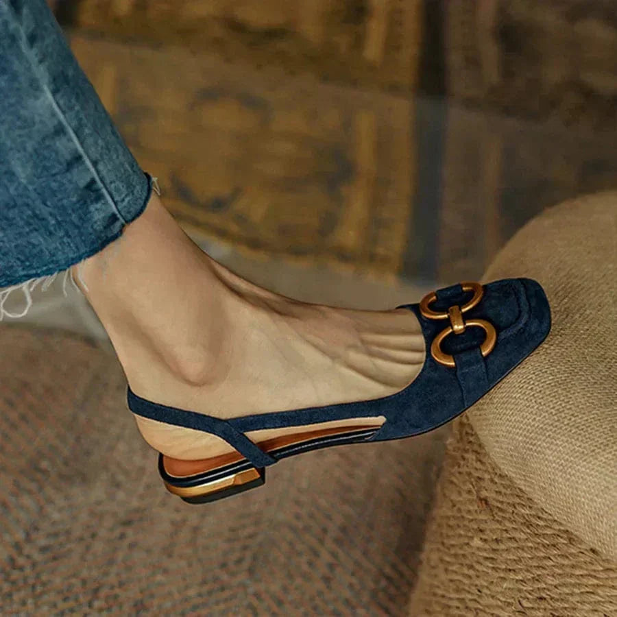 Julia | Stilvolle Damen Slingback Ballerinas mit Schnallen Akzent - Elle Zürich