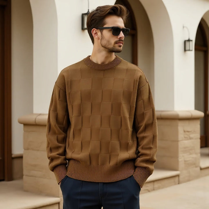 Sven | Herren Gemütlicher Strickpullover mit Quadratmuster für den Winter - Elle Zürich