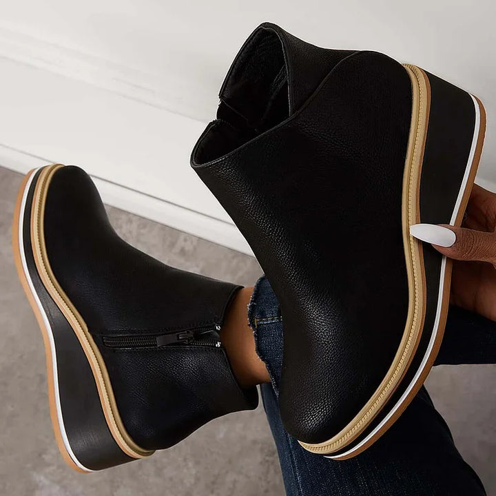 Anna | Damen Plateau Stiefeletten mit seitlichem Reißverschluss - Elle Zürich
