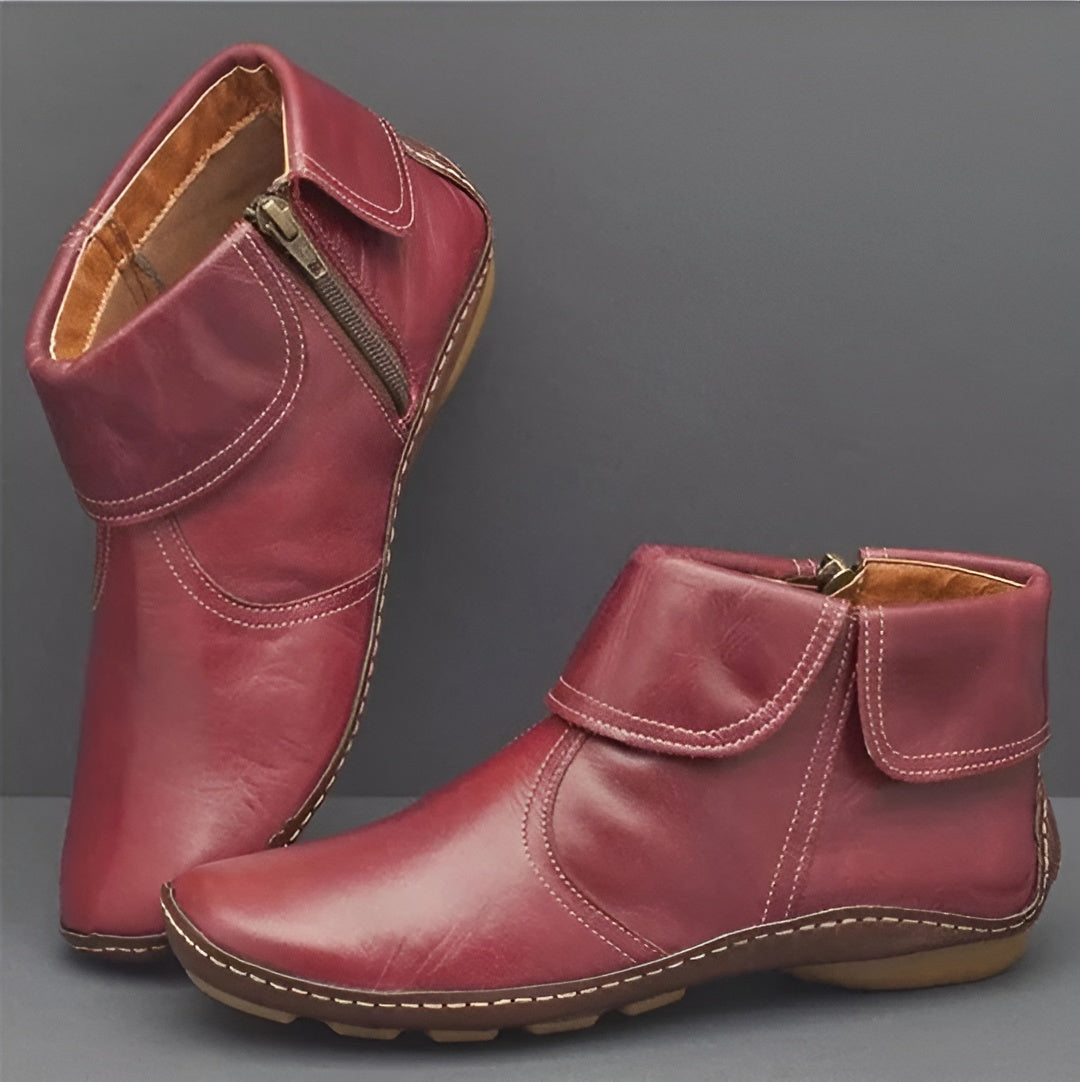 Theodora | Damen Winter Leder Stiefeletten mit Reißverschluss - Elle Zürich