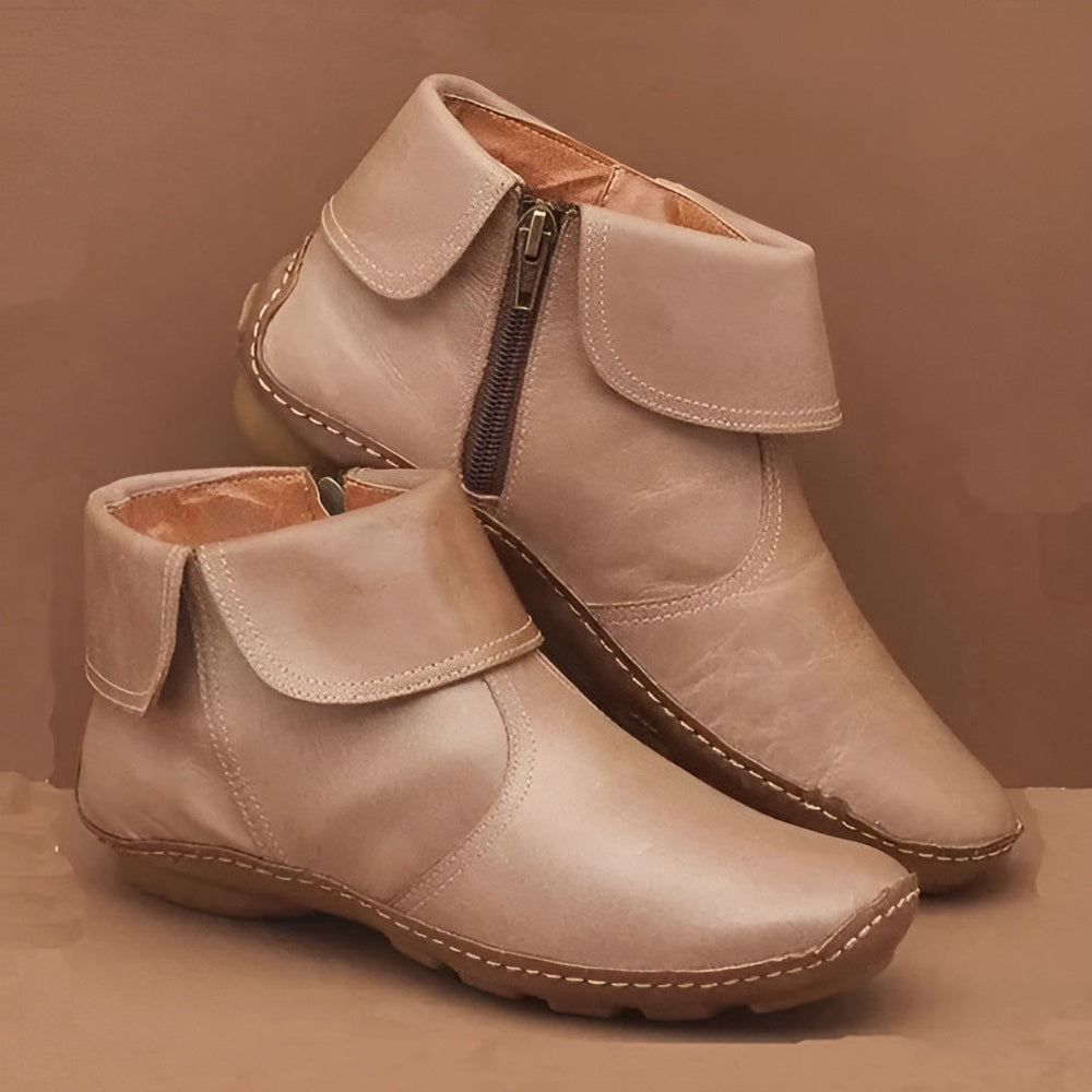 Theodora | Damen Winter Leder Stiefeletten mit Reißverschluss - Elle Zürich