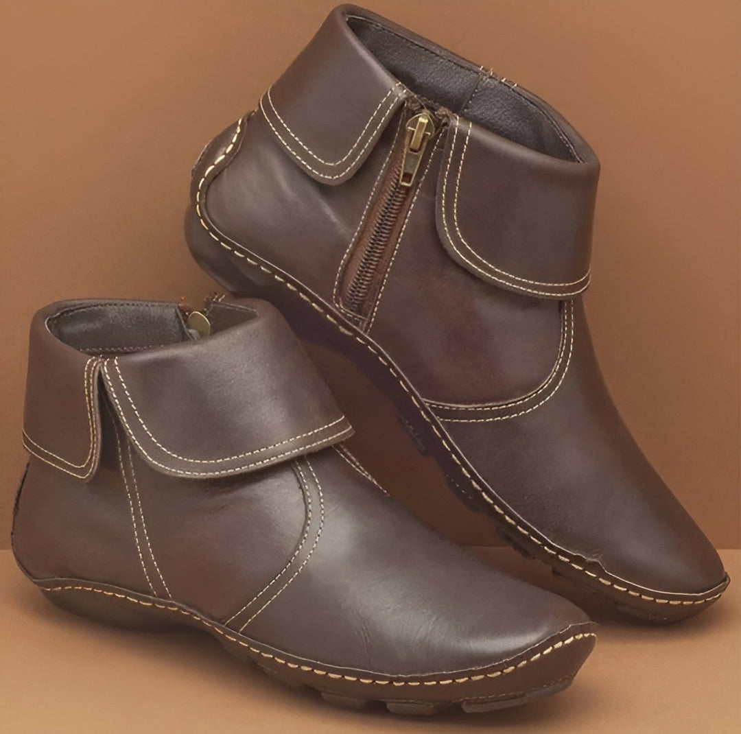 Theodora | Damen Winter Leder Stiefeletten mit Reißverschluss - Elle Zürich