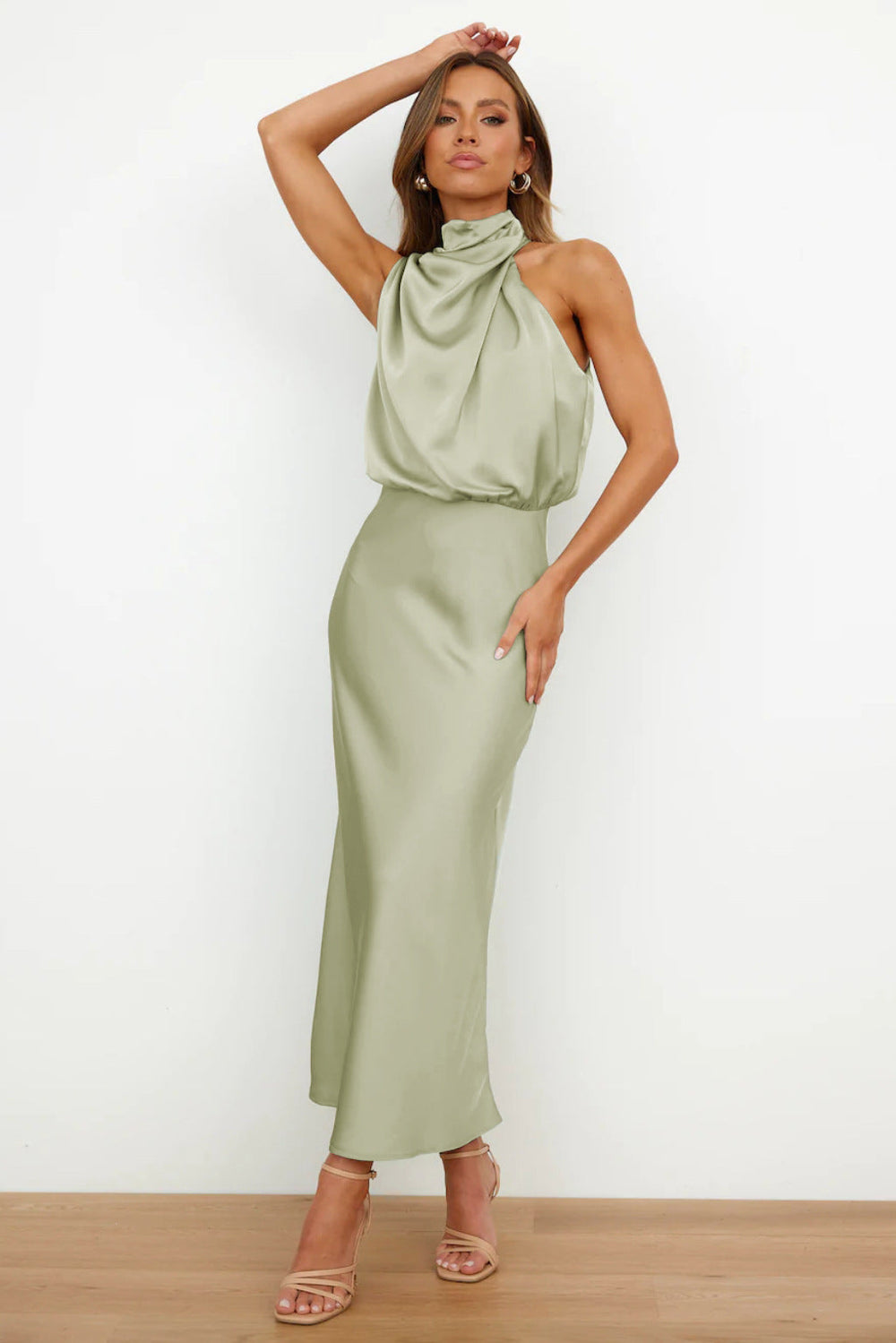 Claudia | Elegantes Halterneck Satin Kleid - Elle Zürich