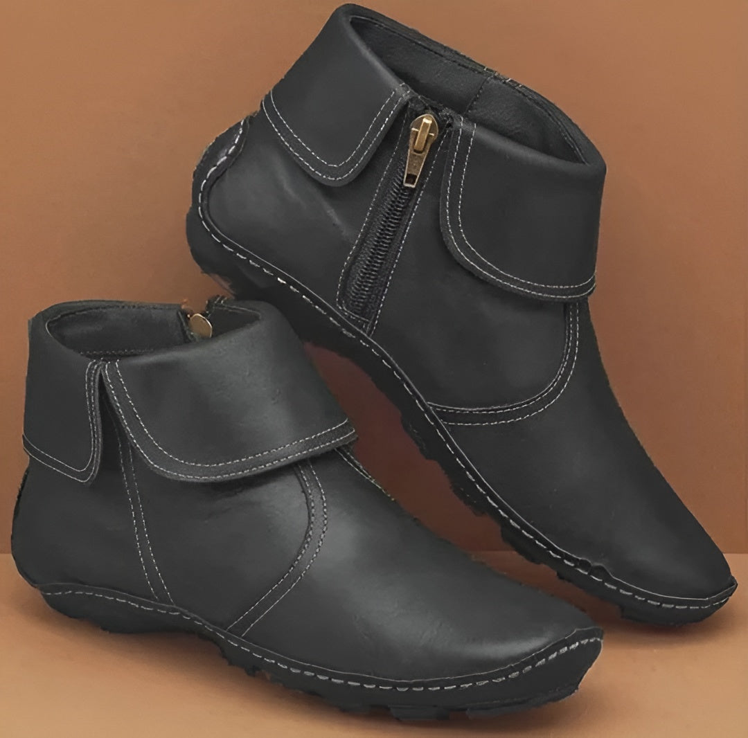 Theodora | Damen Winter Leder Stiefeletten mit Reißverschluss - Elle Zürich