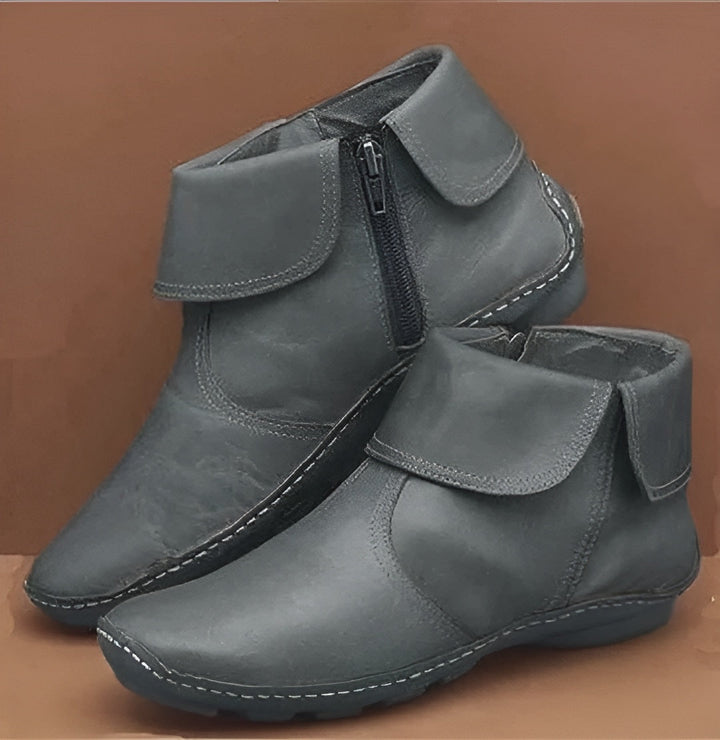 Theodora | Damen Winter Leder Stiefeletten mit Reißverschluss - Elle Zürich