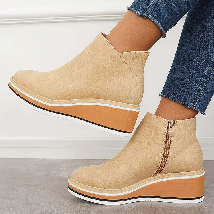 Anna | Damen Plateau Stiefeletten mit seitlichem Reißverschluss - Elle Zürich