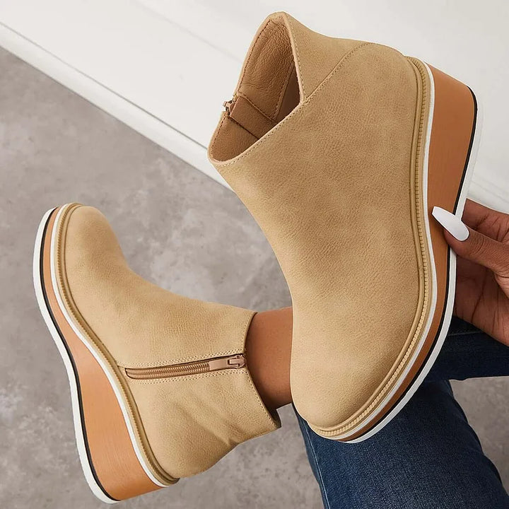 Anna | Damen Plateau Stiefeletten mit seitlichem Reißverschluss - Elle Zürich