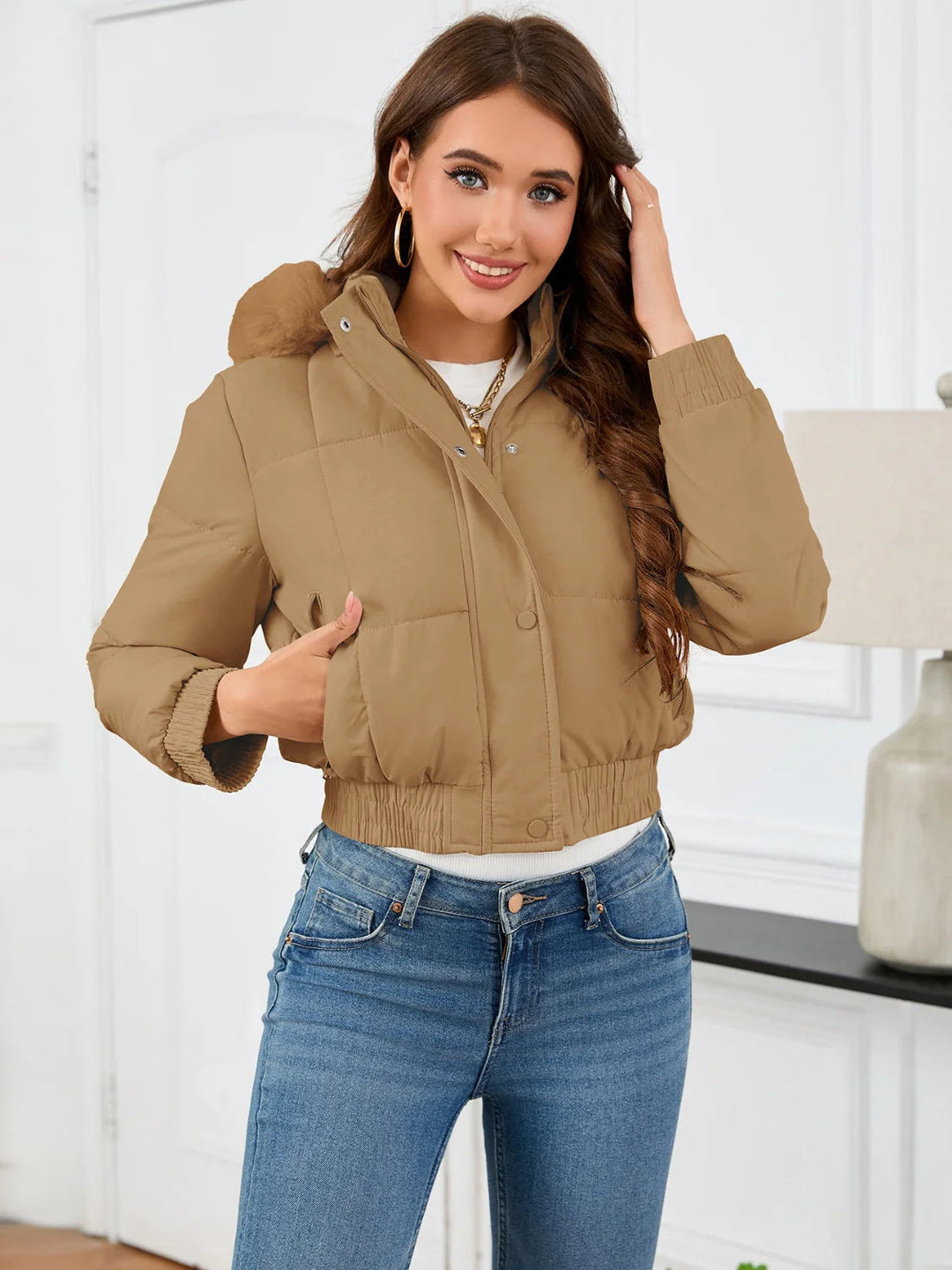 Anja | Damen Winter-Pufferjacke mit Kunstfellkapuze - Elle Zürich