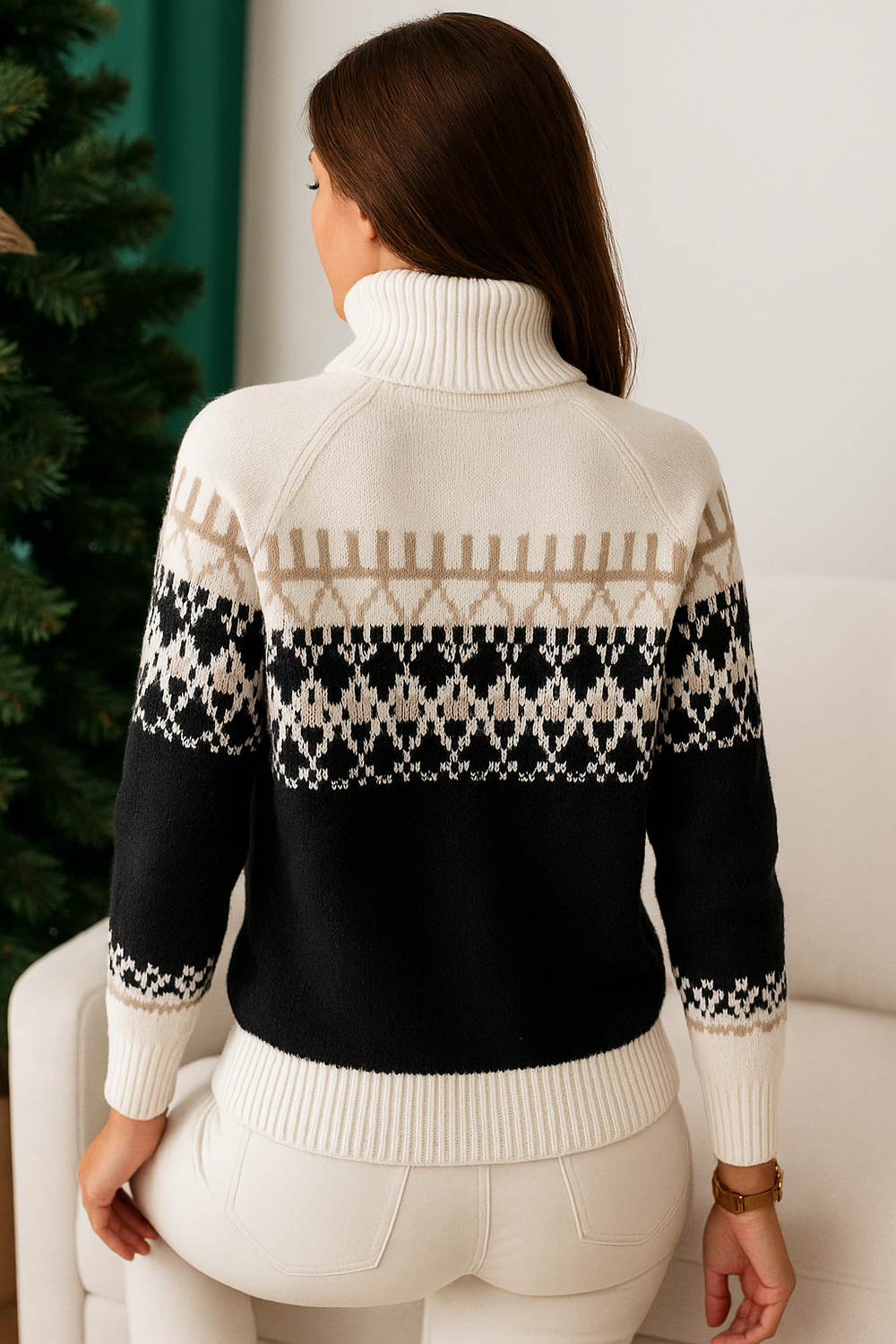 Karla | Damen Winter Rollkragenpullover mit Norwegermuster - Elle Zürich