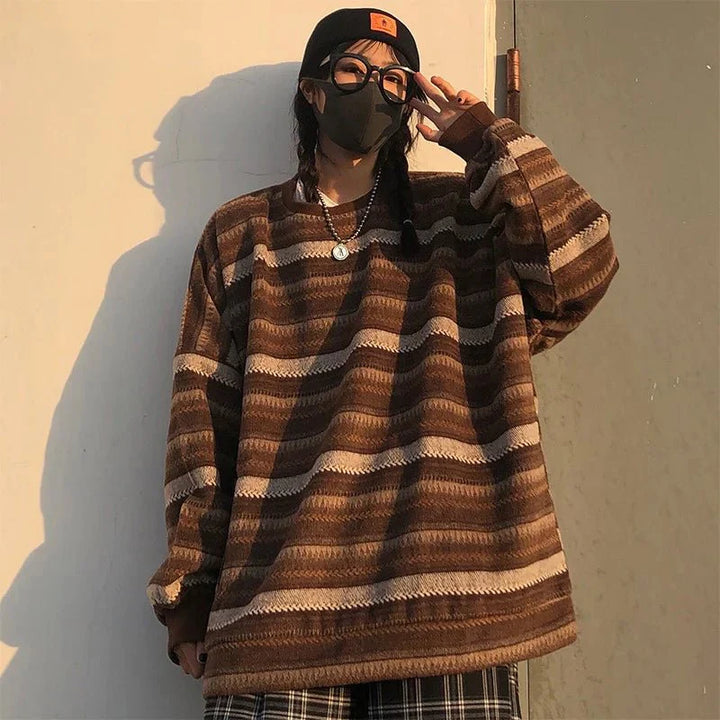 Leonie | Damen Winter-Strickpullover mit oversized Passform und Streifenmuster - Elle Zürich