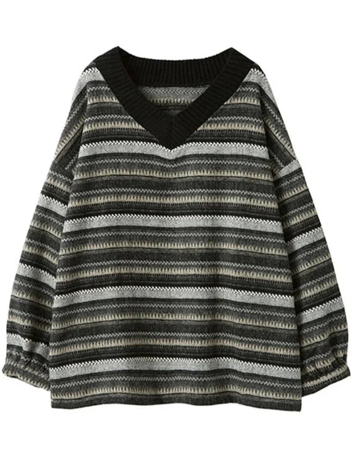 Leonie | Damen Winter-Strickpullover mit oversized Passform und Streifenmuster - Elle Zürich