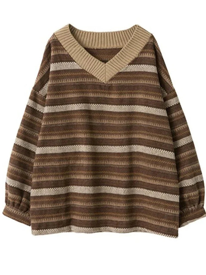 Leonie | Damen Winter-Strickpullover mit oversized Passform und Streifenmuster - Elle Zürich