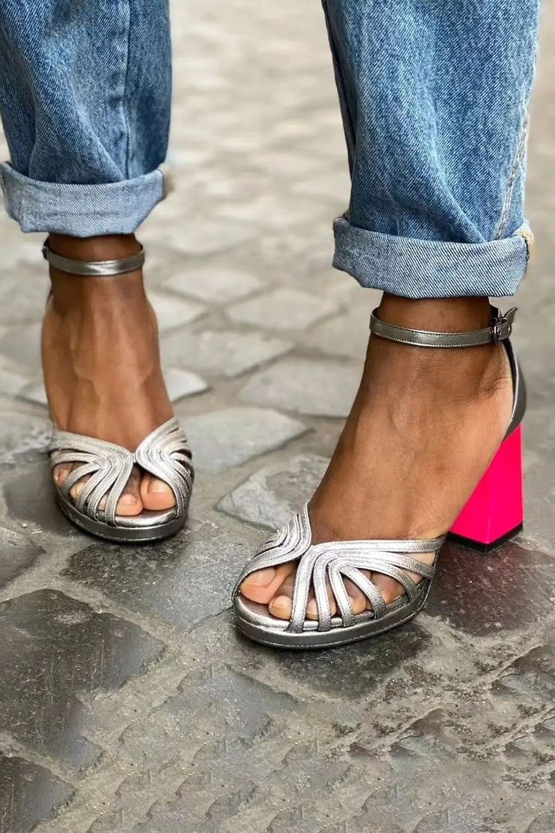Tanja | Farbenfrohe Sandalen Mit Schnalle Und Blockabsatz - Elle Zürich