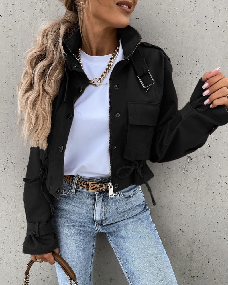 Katharina | Damen Kurze Utility Jacke mit Reißverschluss - Elle Zürich
