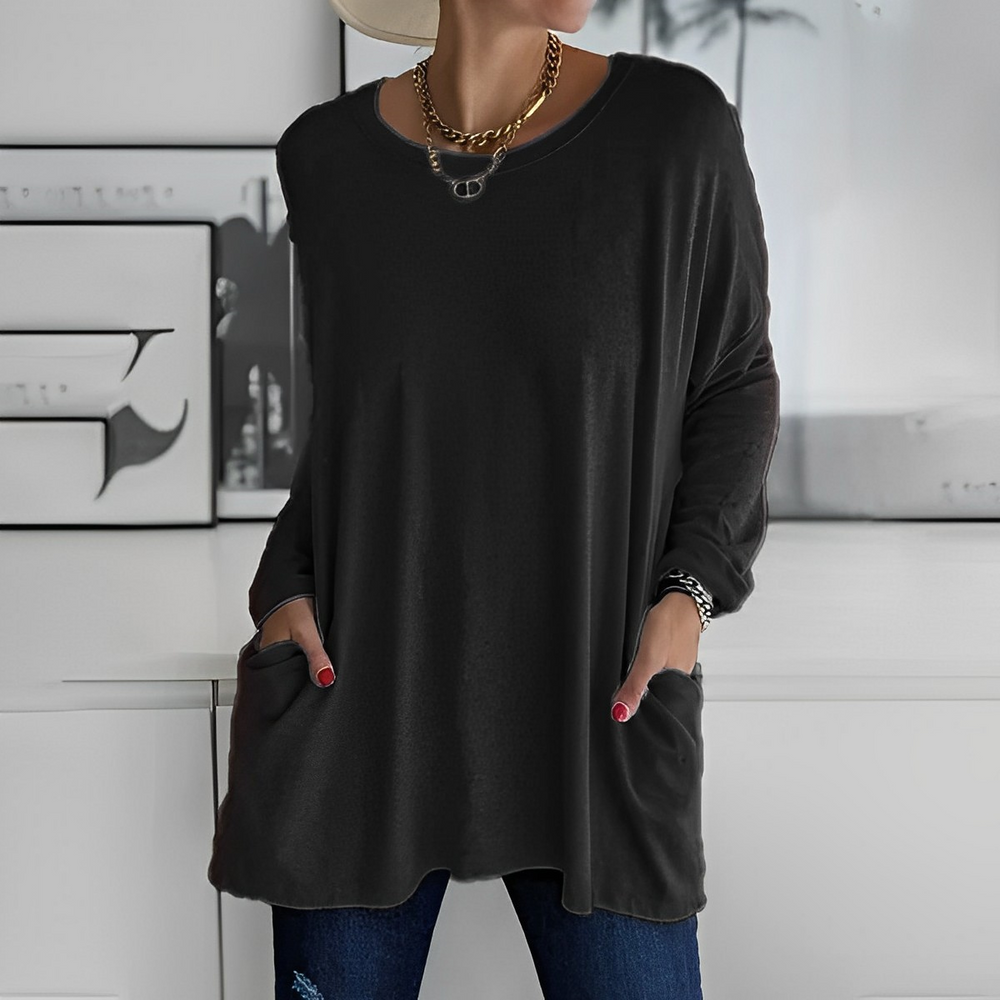 Kerstin | Stylischer Langer Pullover mit Taschen - Elle Zürich