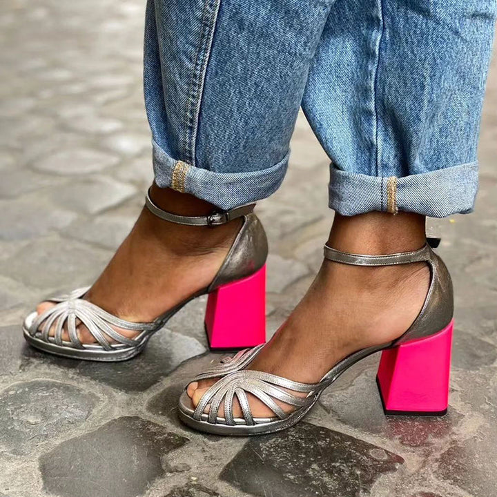 Tanja | Farbenfrohe Sandalen Mit Schnalle Und Blockabsatz - Elle Zürich