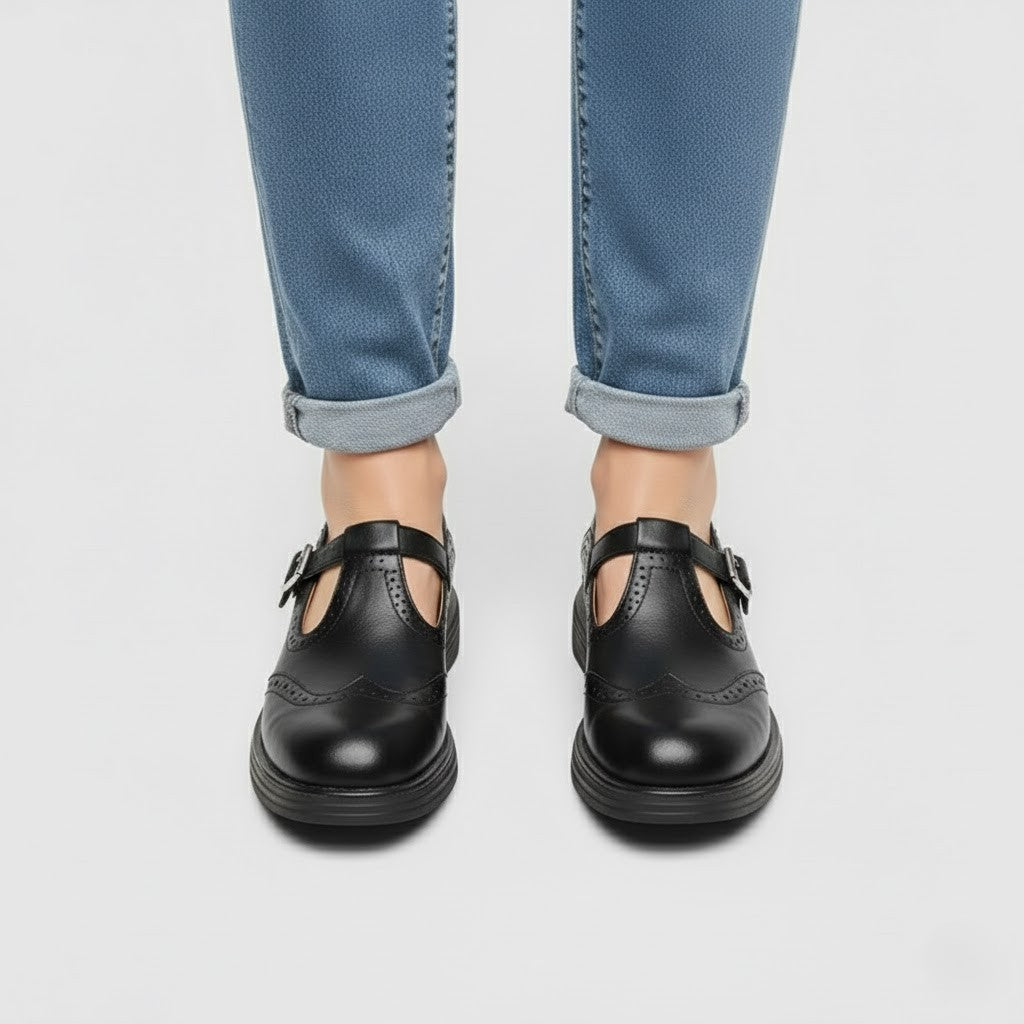 Maja | Schicke Klassische Stiefel Im Vintage-Mary-Jane-Stil Mit Schnalle