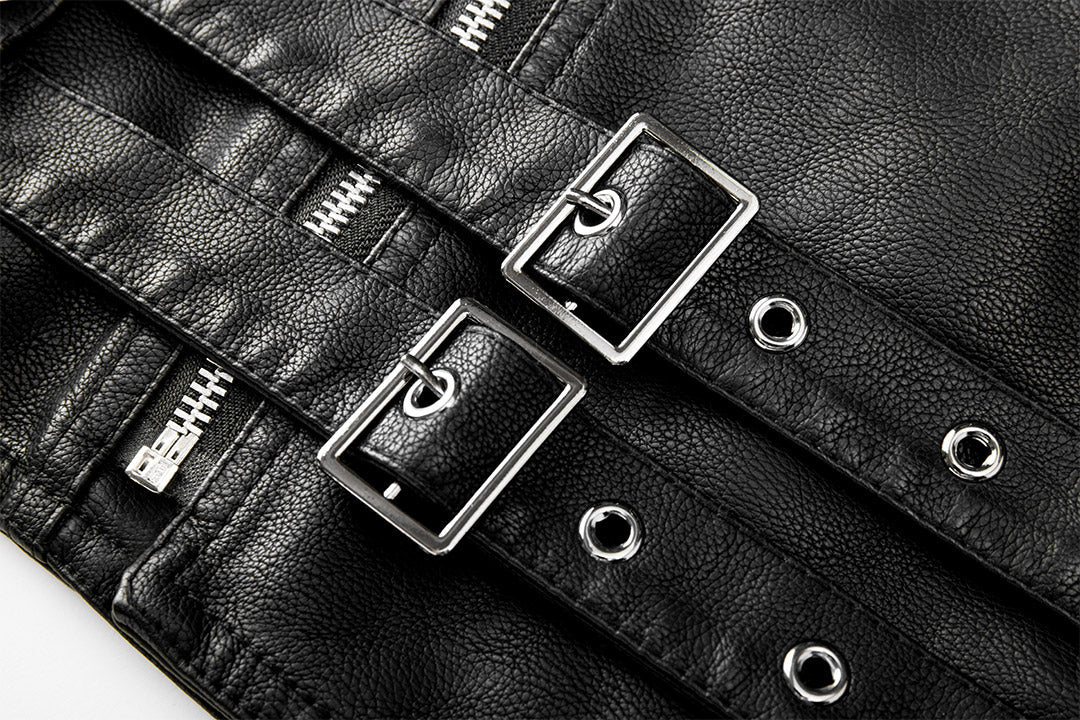 Dominic | Herren Winter Leder Bikerjacke mit Riemen