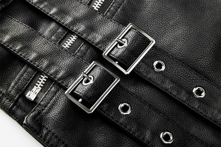 Dominic | Herren Winter Leder Bikerjacke mit Riemen