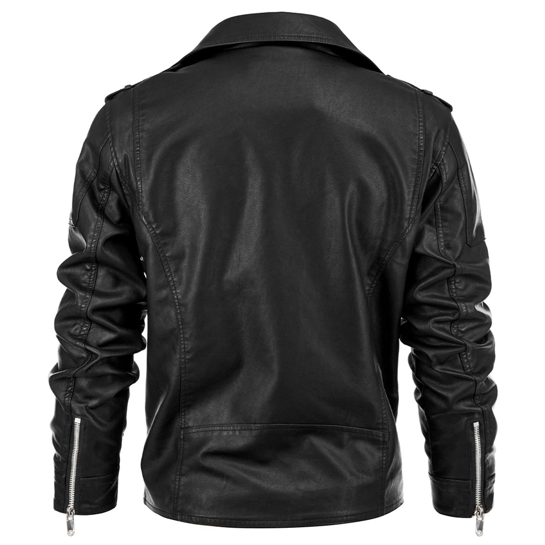 Dominic | Herren Winter Leder Bikerjacke mit Riemen