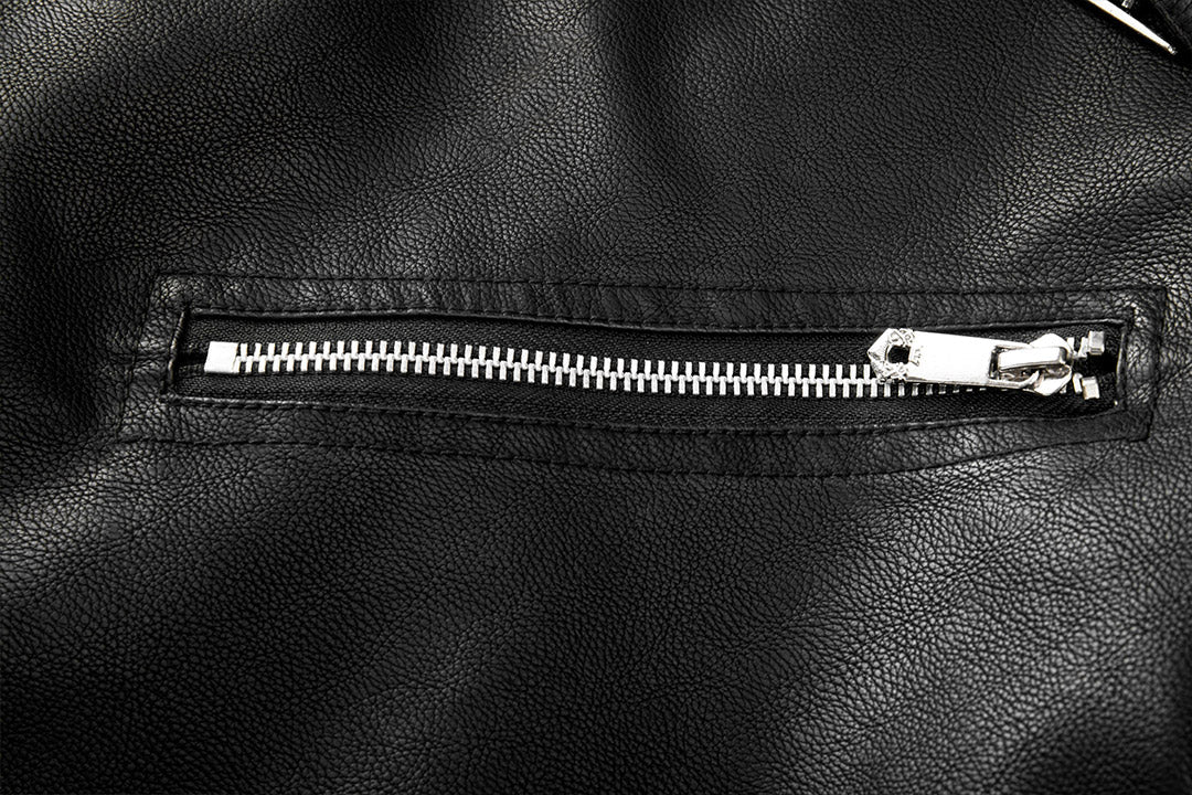 Dominic | Herren Winter Leder Bikerjacke mit Riemen