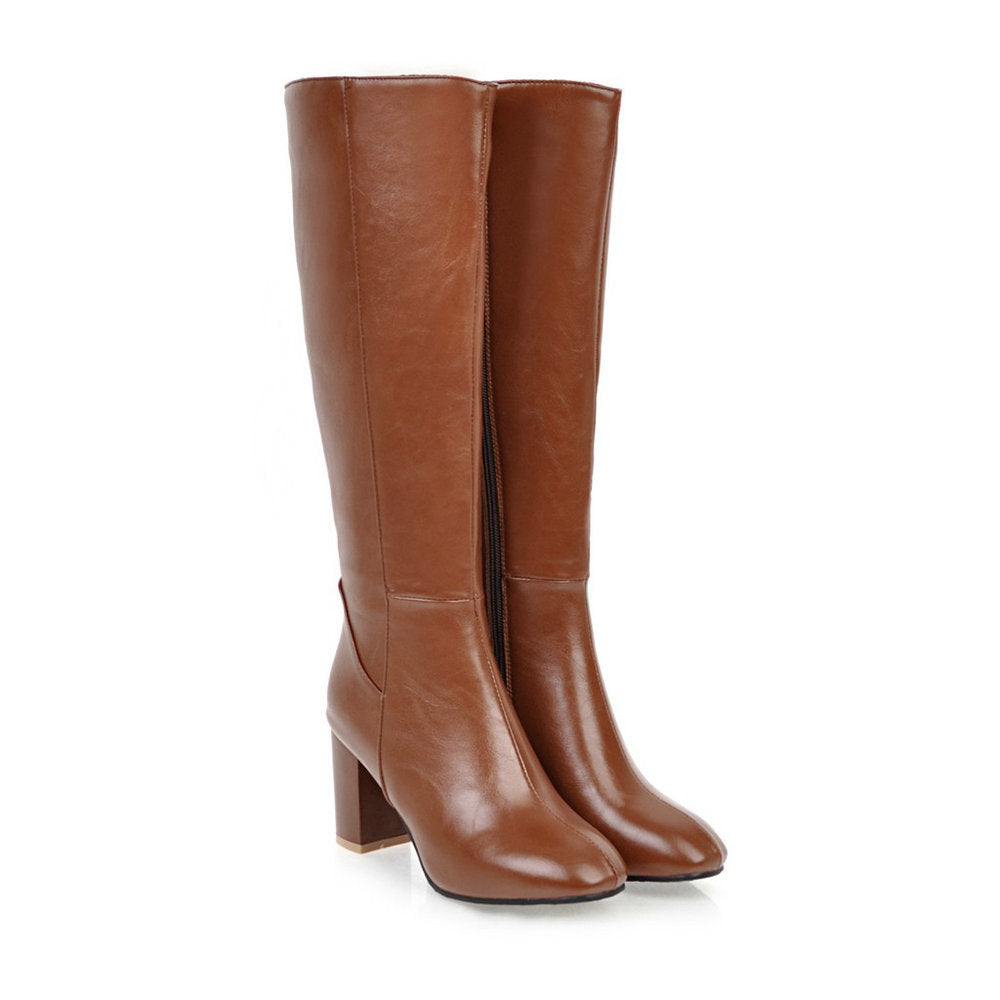 Birgit | Damen Kniehohe Lederstiefel mit Reißverschluss