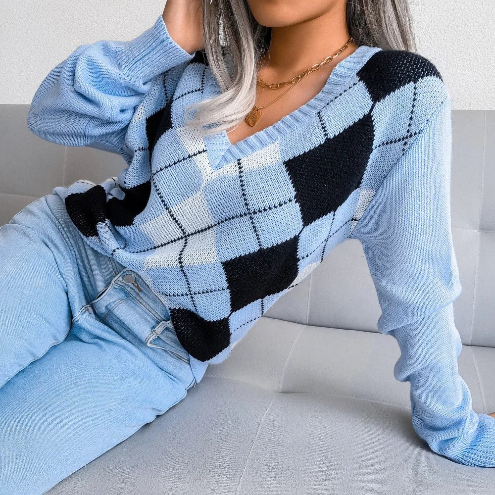 Barbara | Damen Winter-Strickpullover mit Rautenmuster und lockerer Passform - Elle Zürich