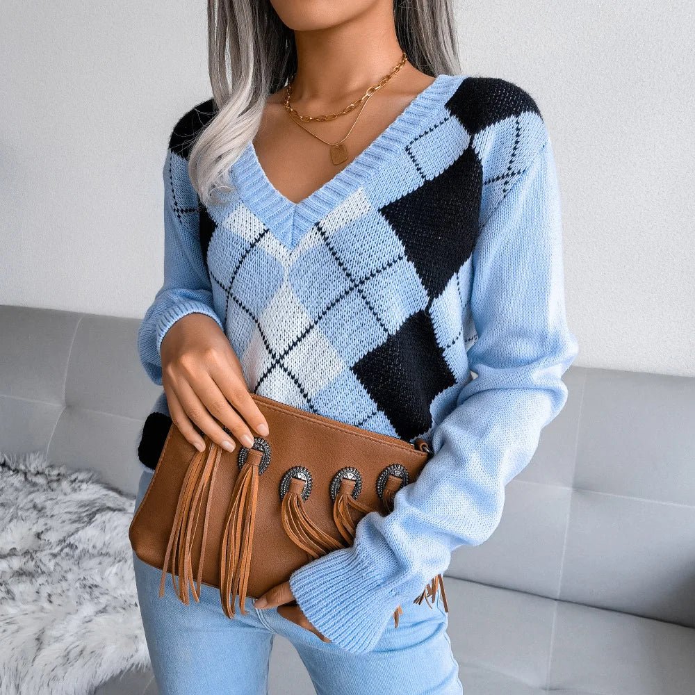Barbara | Damen Winter-Strickpullover mit Rautenmuster und lockerer Passform - Elle Zürich