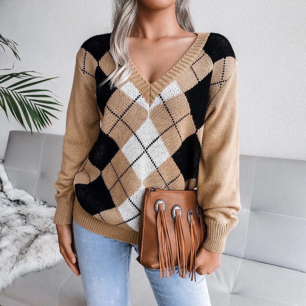 Barbara | Damen Winter-Strickpullover mit Rautenmuster und lockerer Passform - Elle Zürich