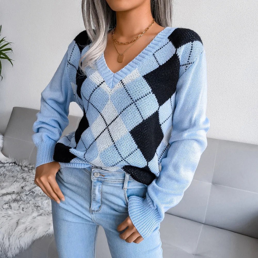 Barbara | Damen Winter-Strickpullover mit Rautenmuster und lockerer Passform - Elle Zürich