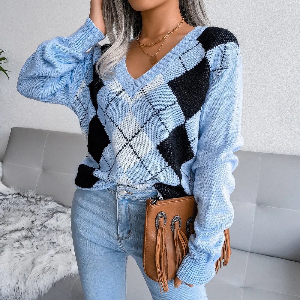 Barbara | Damen Winter-Strickpullover mit Rautenmuster und lockerer Passform - Elle Zürich