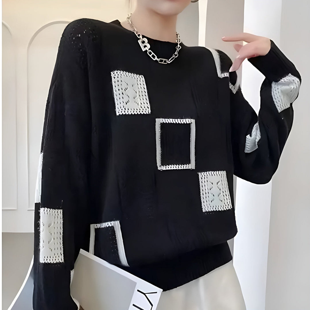 Viola | Damen Winter Strickpullover mit Blockmustern - Elle Zürich