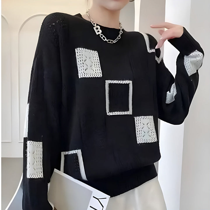 Viola | Damen Winter Strickpullover mit Blockmustern - Elle Zürich