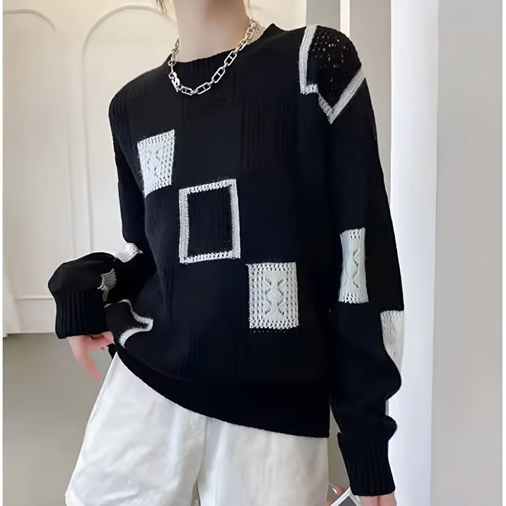 Viola | Damen Winter Strickpullover mit Blockmustern - Elle Zürich