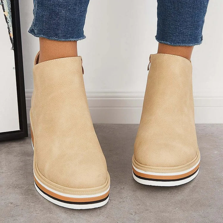 Anna | Damen Plateau Stiefeletten mit seitlichem Reißverschluss - Elle Zürich